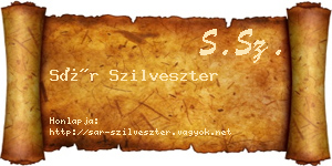 Sár Szilveszter névjegykártya